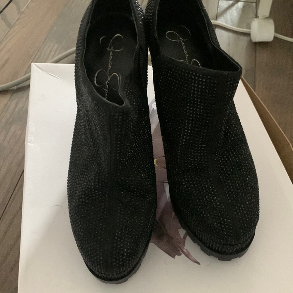 Jessica Simpson Black Glitter high heels